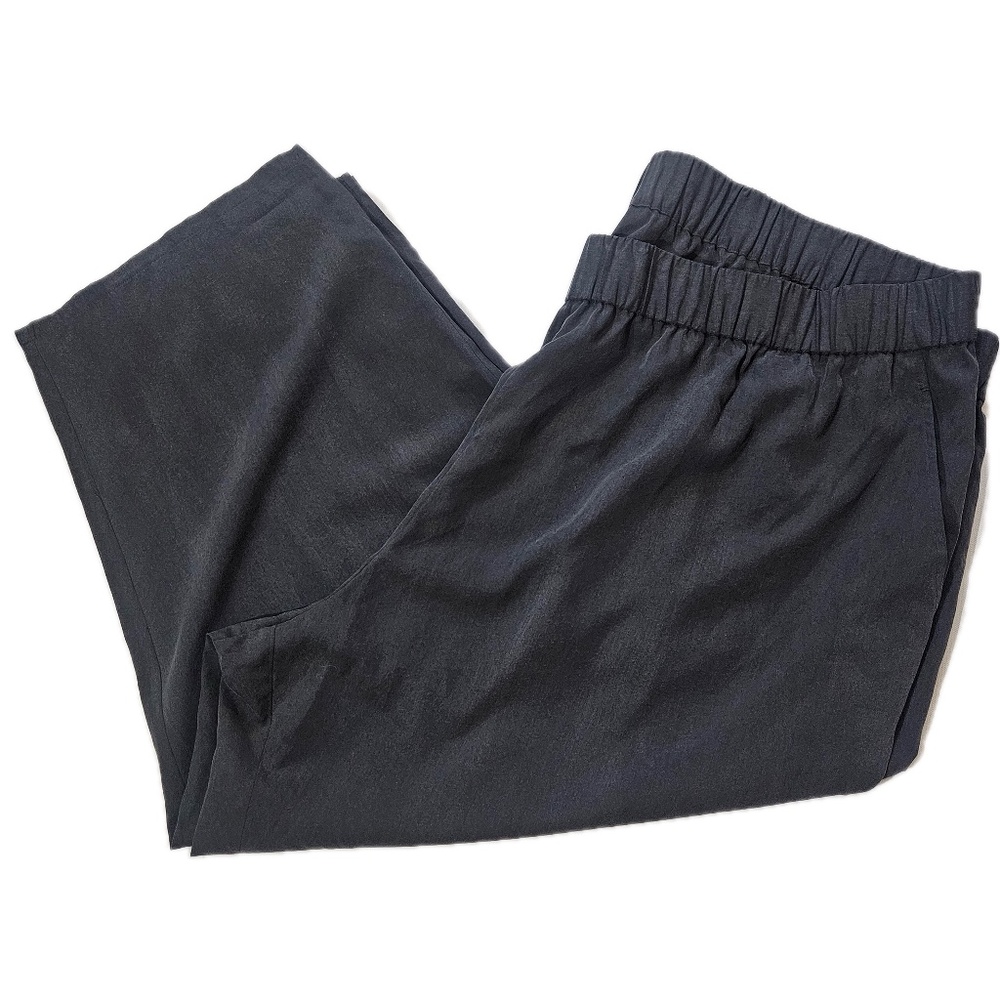 Eileen Fisher Pants Womens 3X Gray Cropped Wide-Leg Lyocell/Poly Elastic Waist